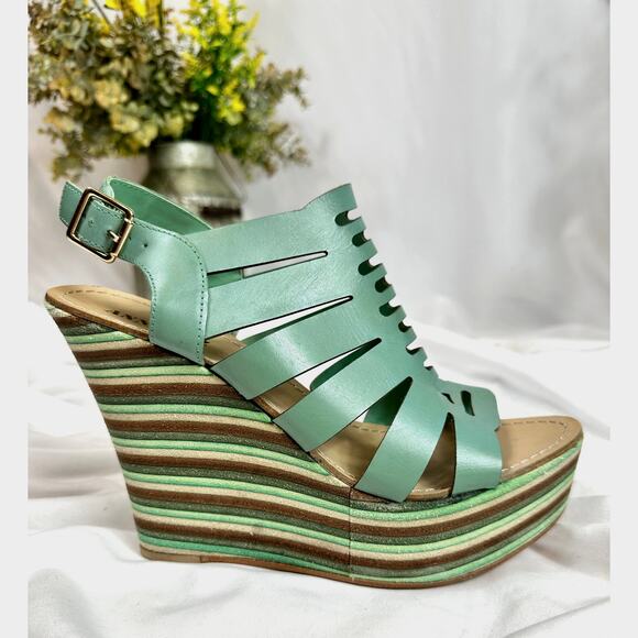 Anna Luz Leather Open Toe Wedge Sandals Handmade Brazil 10 - Picture 1 of 13